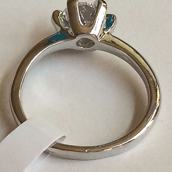 Cubic Zirconia Solitaire Ring Size 6 7 8 9 Engagement Silver Rhodium Plated - Picture 9 of 11